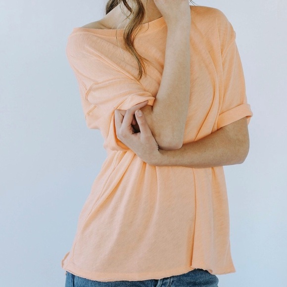 Free People | NWT Cassidy Tee in Sorbet Orange new xs - Picture 1 of 6